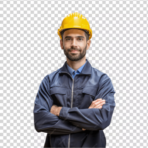 Hot warning man on fake transparent background